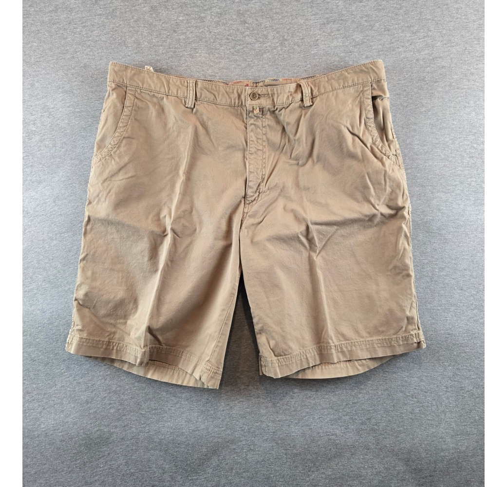 Robert Graham Khaki Shorts Mens Size 40 Chino Casual Flat Front Embroider Canvas